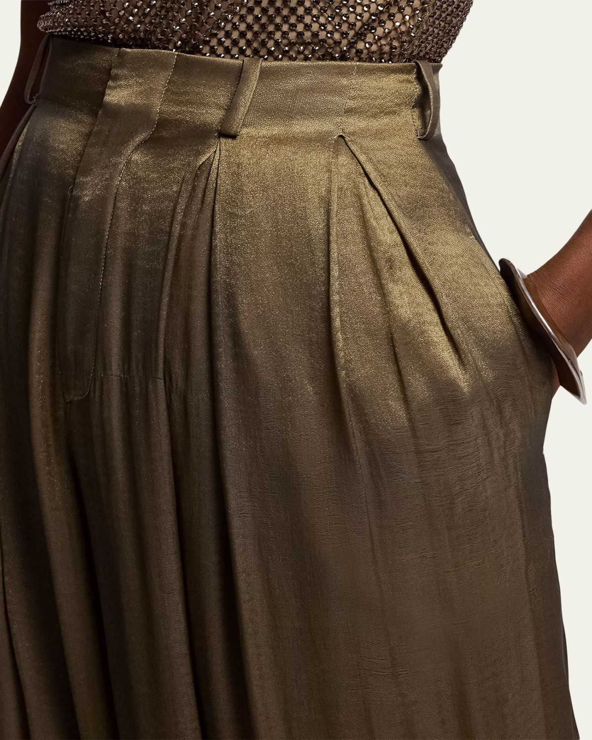 Ralph Lauren Collection Metallic Lightweight Lame Wide-Leg Trousers | Thumbnail 5