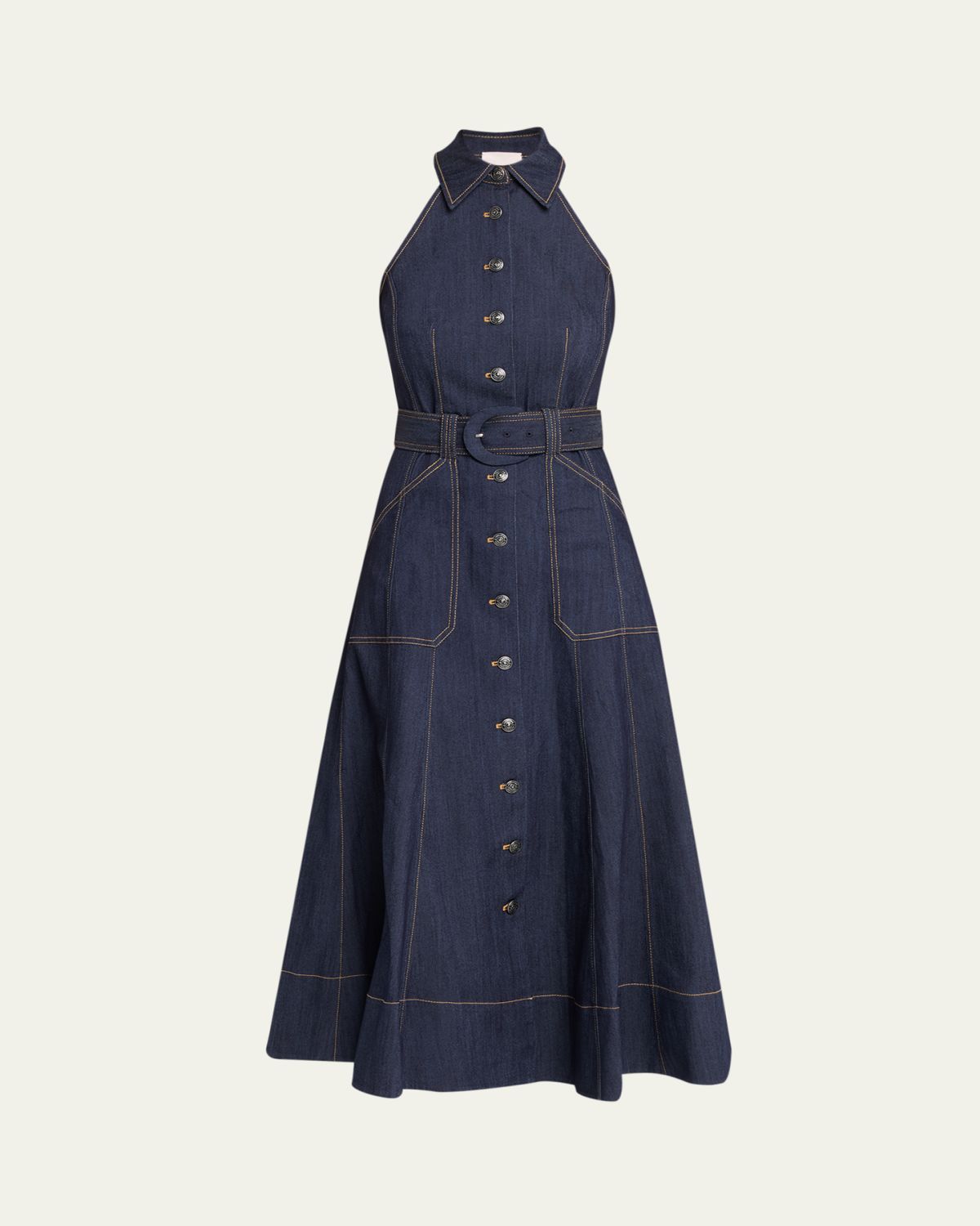 Cinq a Sept Adina Belted Denim Midi Dress