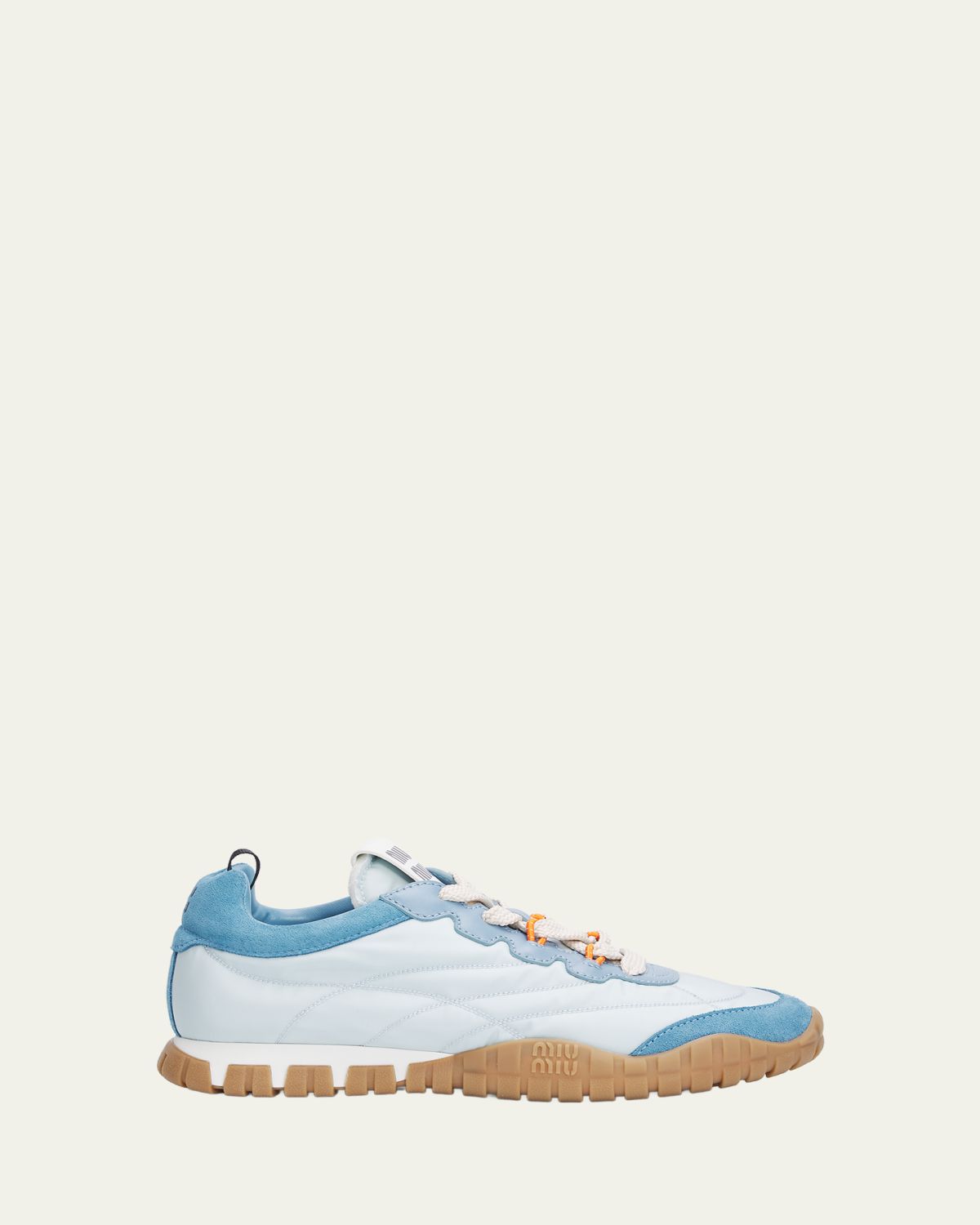 Miu Miu Technical Fabric and Suede Low-Top Sneakers - Women's Shoes