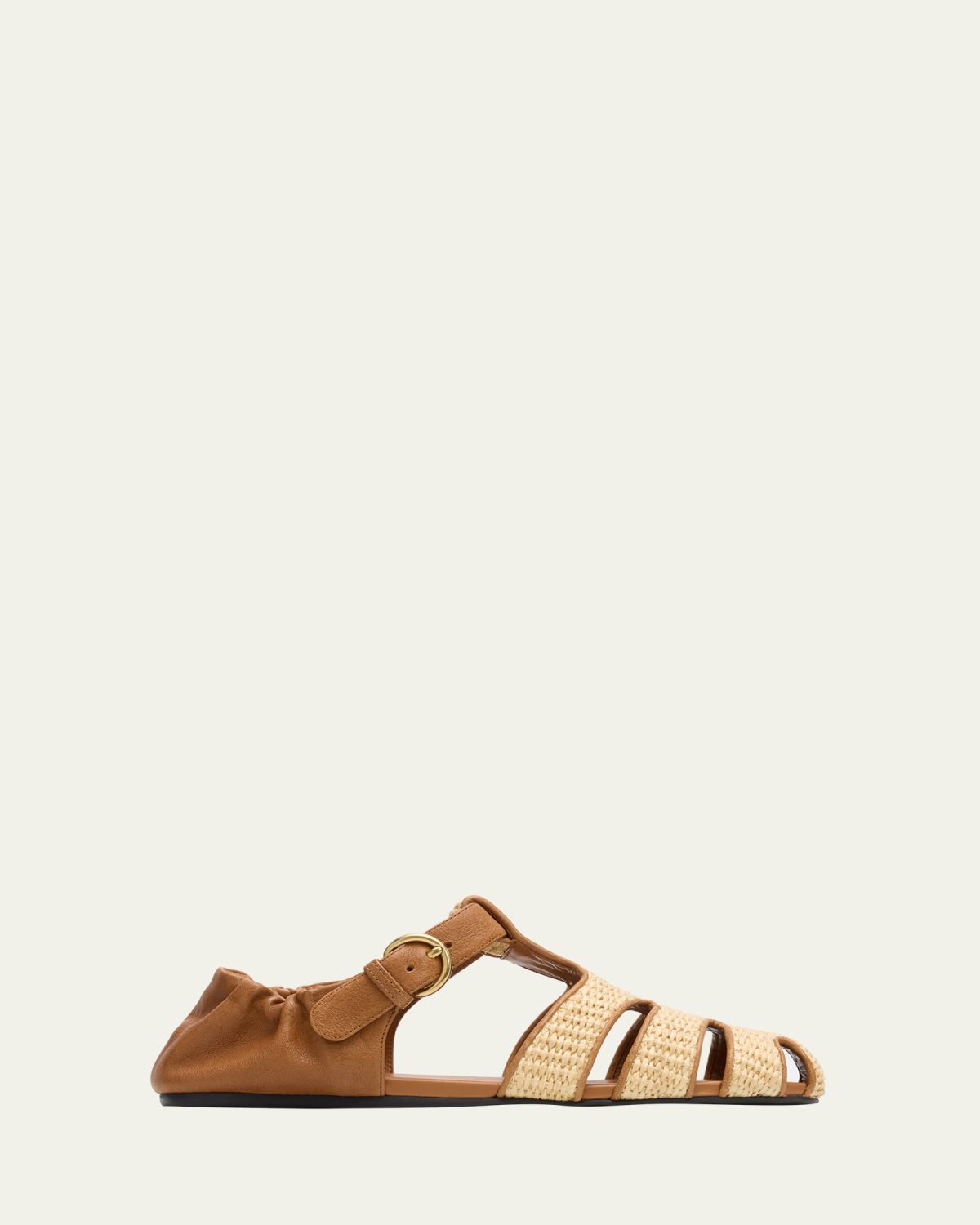 Miu Miu Raffia and Leather Fisherman Sandals | Thumbnail 4 Miu Miu Raffia and Leather Fisherman Sandals | Thumbnail 4