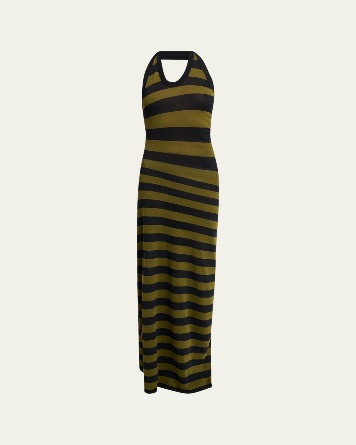 Proenza Schouler Frann Striped Cotton Long Halter Dress