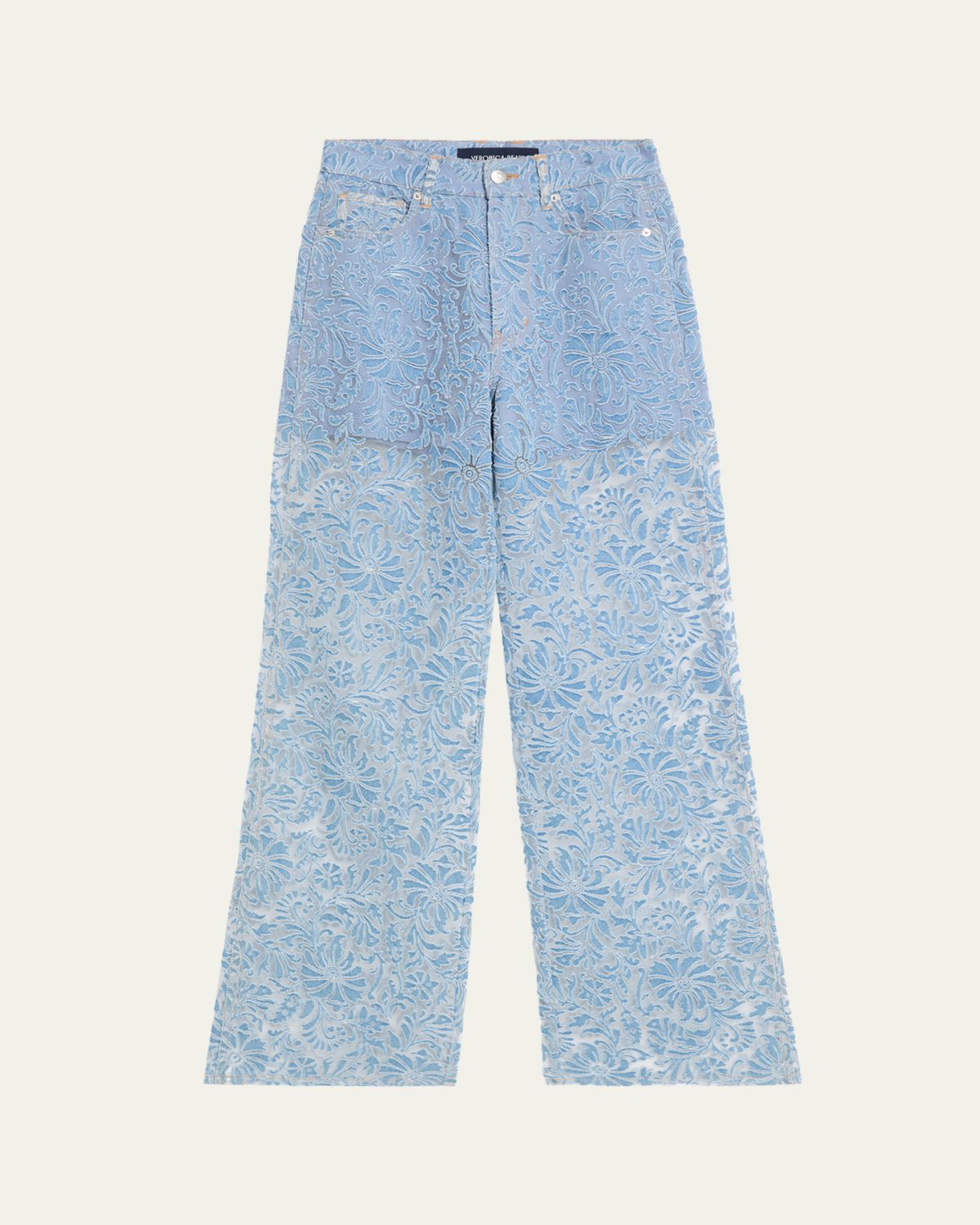 Veronica Beard Taylor Sheer Floral Wide-Leg Jeans | Thumbnail 6