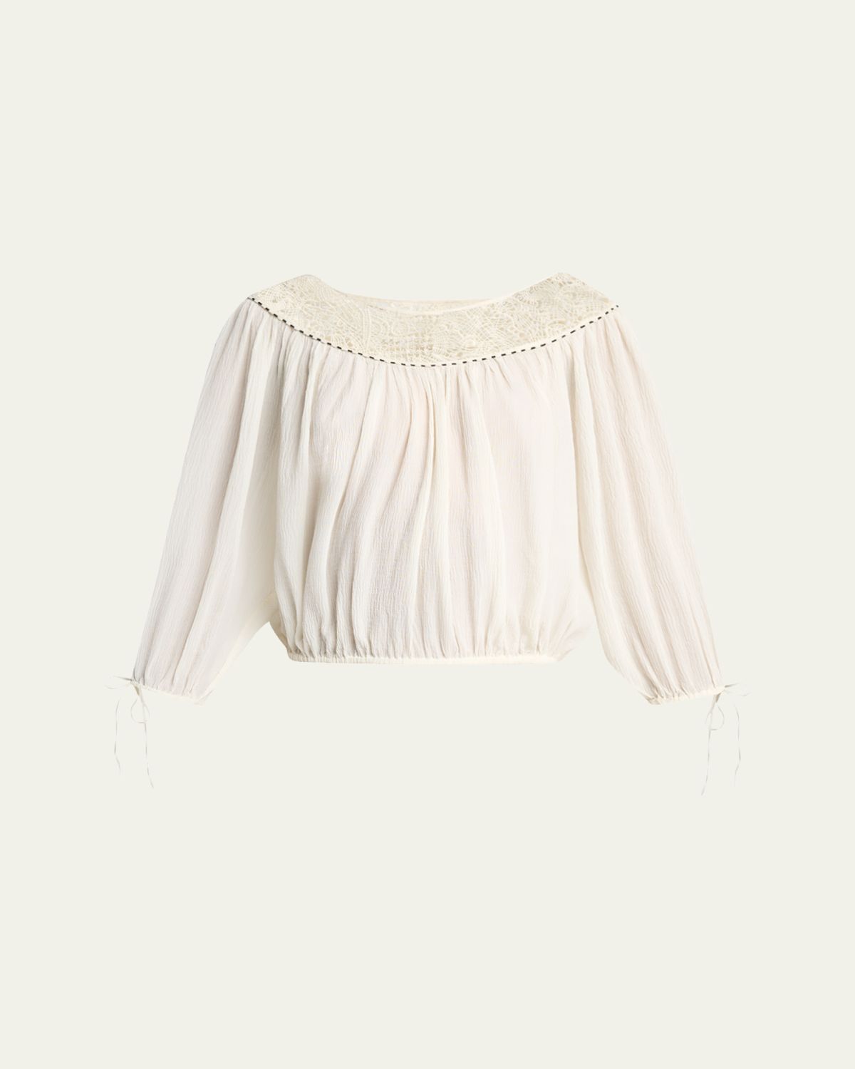 Isabel Marant Nelida Guipure Lace-Trim Silk Gauze Drawstring Blouse | Thumbnail 6 Isabel Marant Nelida Guipure Lace-Trim Silk Gauze Drawstring Blouse | Thumbnail 6
