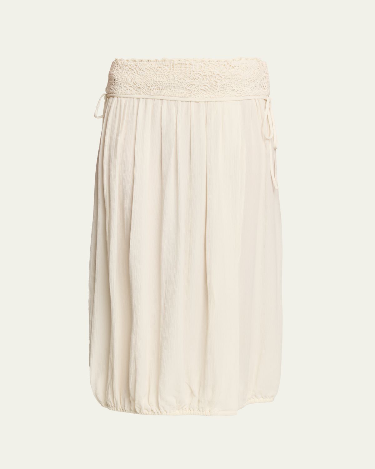 Isabel Marant Nilma Guipure Lace Crinkle Silk Midi Balloon Skirt