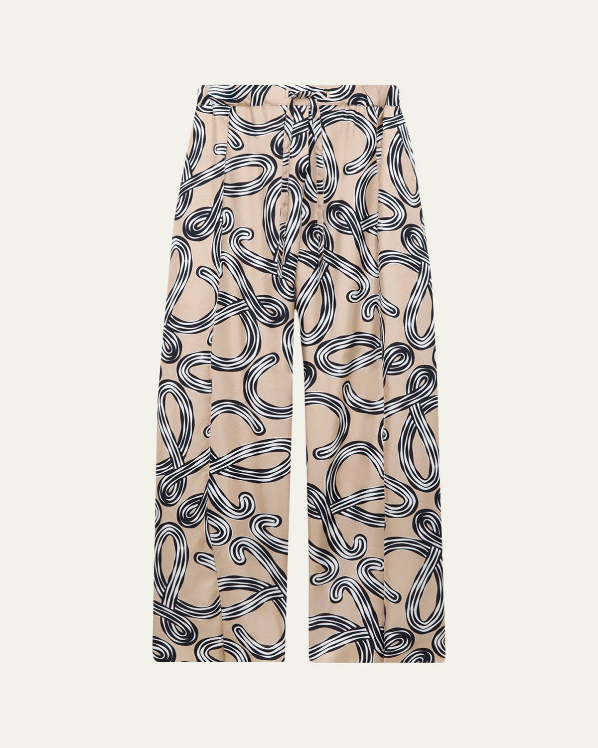 Loewe x Paula's Ibiza Abstract-Print Silk Wide-Leg Pull-On Trousers