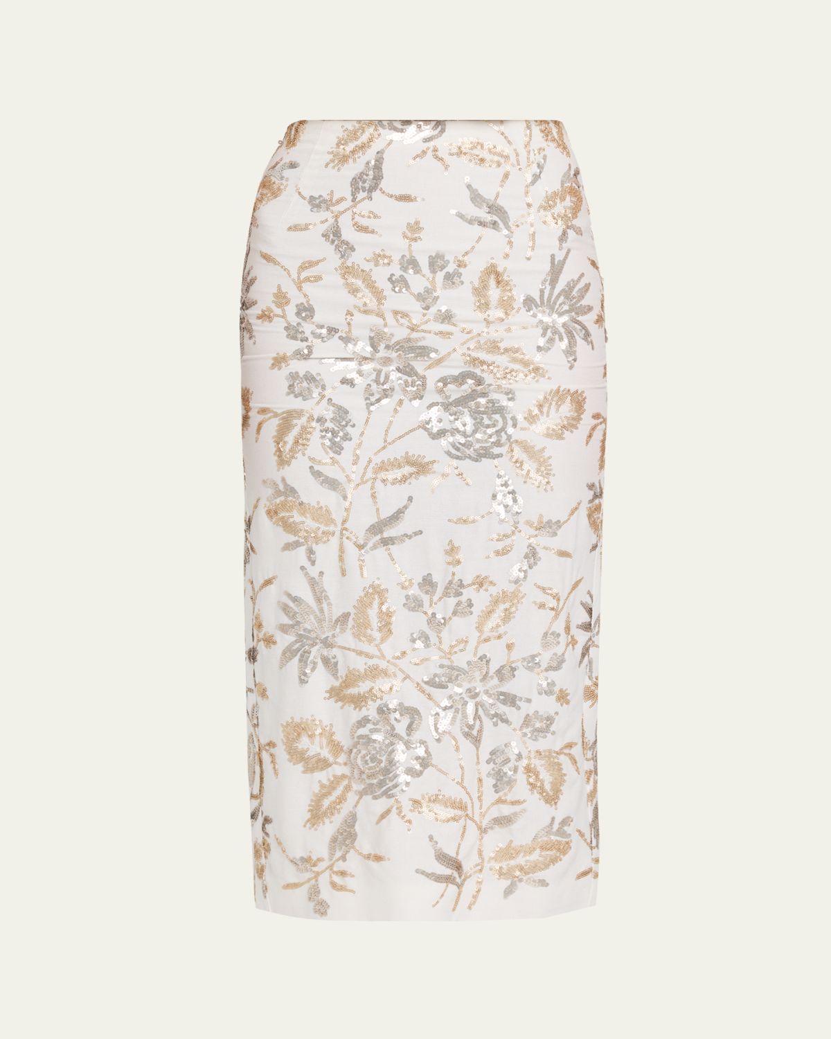 Prabal Gurung Floral Sequined Midi Pencil Skirt