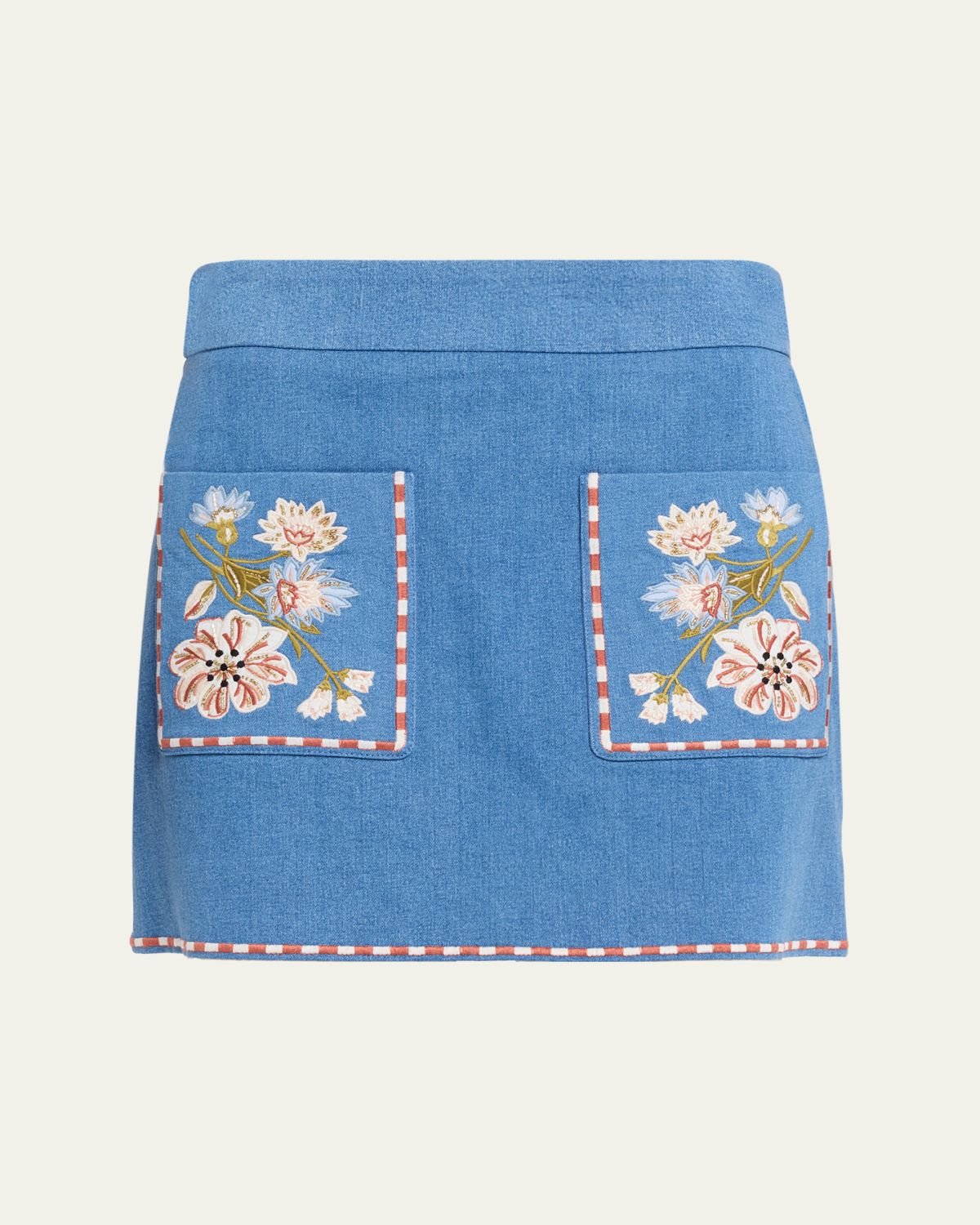 Veronica Beard Pallas Embroidered Mini Skirt