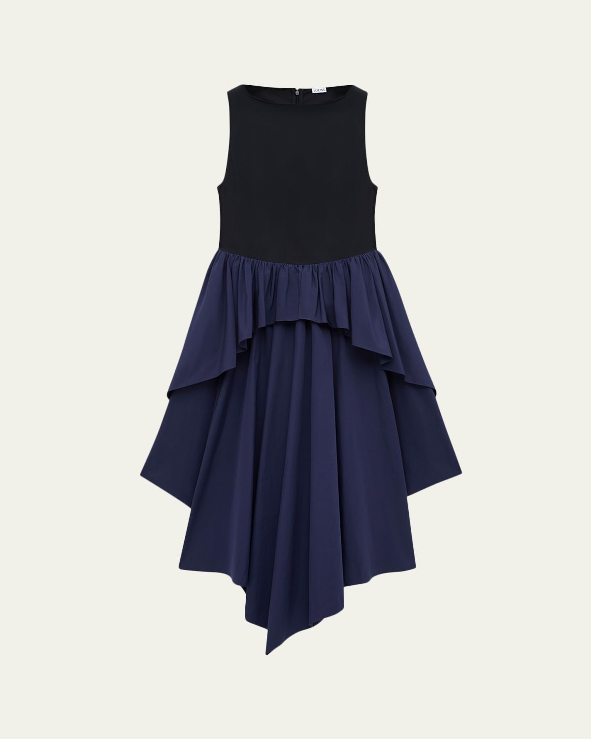 Loewe x Paula's Ibiza Asymmetric Ruffle Cotton Sleeveless Midi Dress