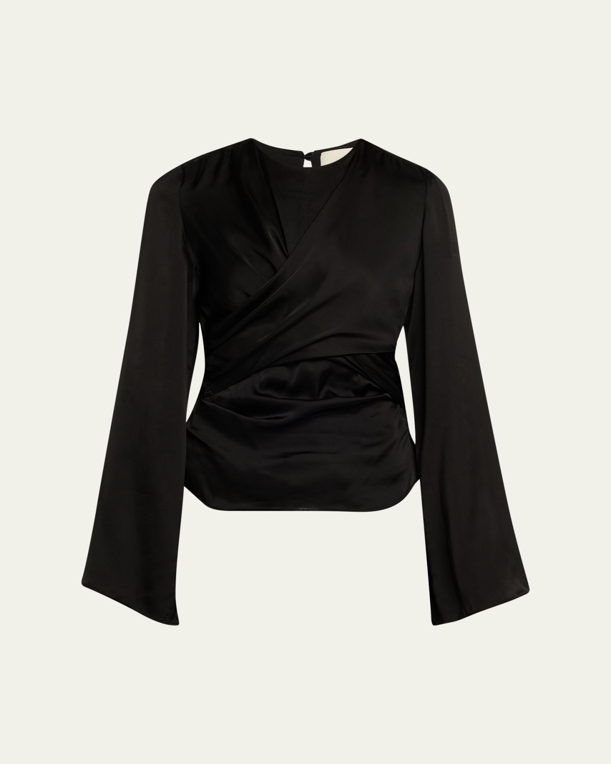 Isabel Marant Neame Draped Satin Flare-Sleeve Top