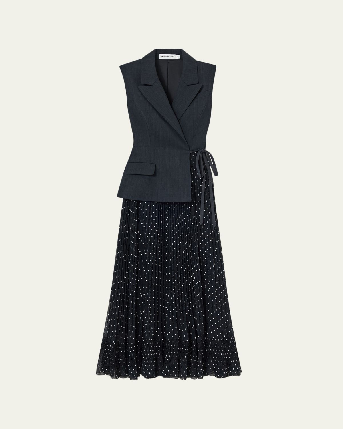 Self-Portrait Tailored Polka Dot Midi Dress