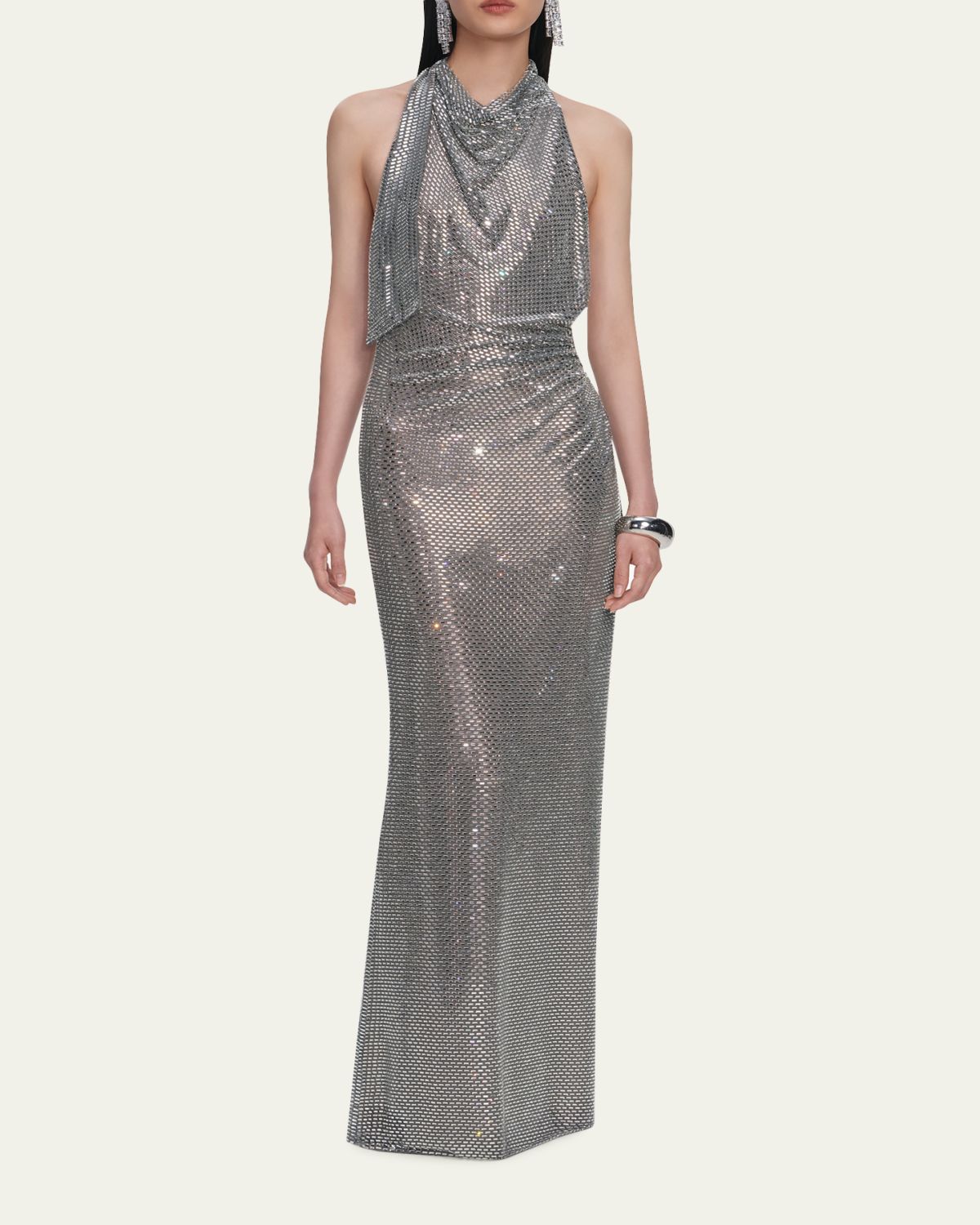 Self-Portrait Rhinestone Draped Maxi Dress | Thumbnail 2