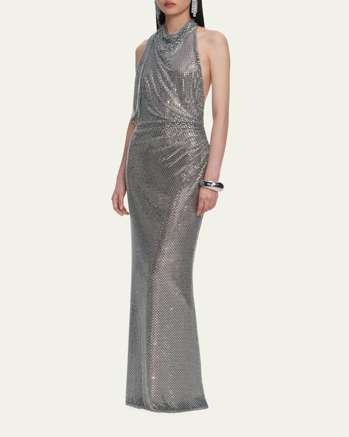 Self-Portrait Rhinestone Draped Maxi Dress | Thumbnail 4