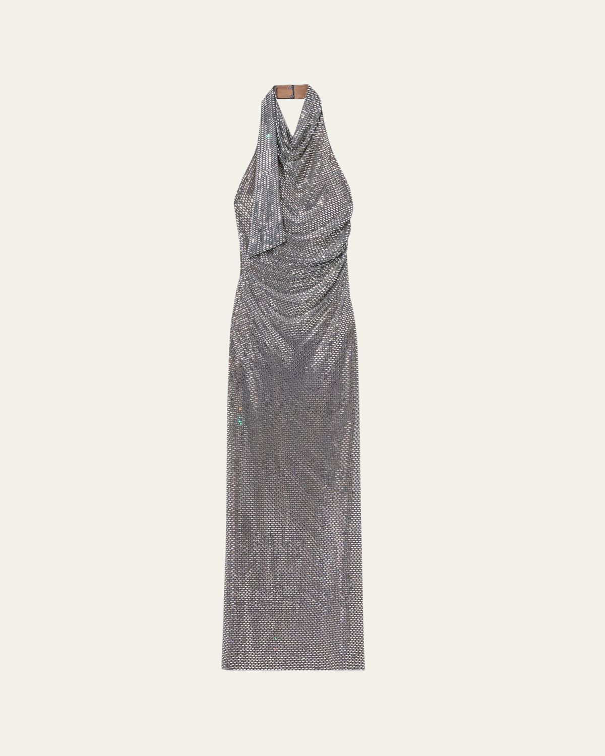 Self-Portrait Rhinestone Draped Maxi Dress