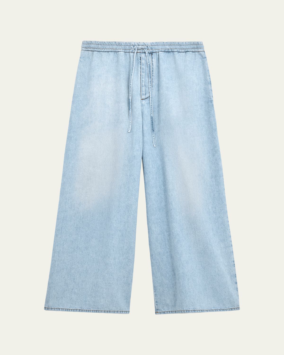 Loewe x Paula's Ibiza Men's Denim Cropped Wide-Leg Drawstring Pants