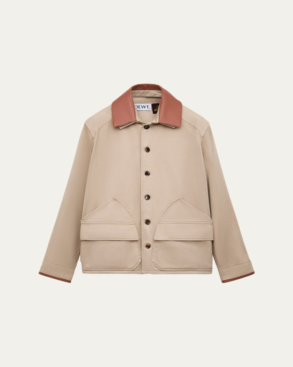 Loewe x Paula's Ibiza Men's Washed Cotton Leather-Collar Shirt Jacket | Thumbnail 6 Loewe x Paula's Ibiza Men's Washed Cotton Leather-Collar Shirt Jacket | Thumbnail 6