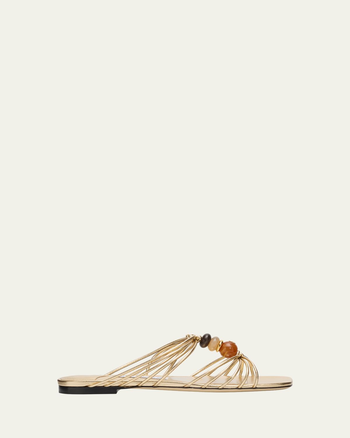 Jimmy Choo Lova Metallic Leather Flat Slide Sandals