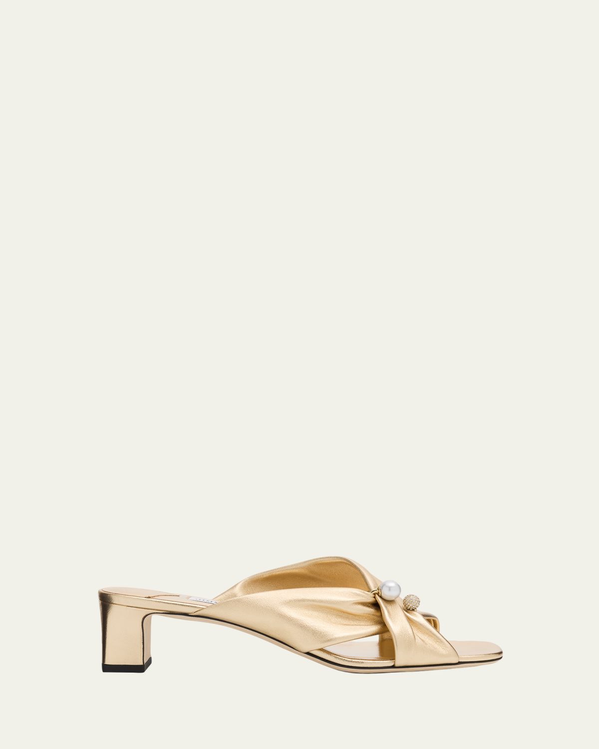 Jimmy Choo 45mm Rafi Metallic Leather Mules