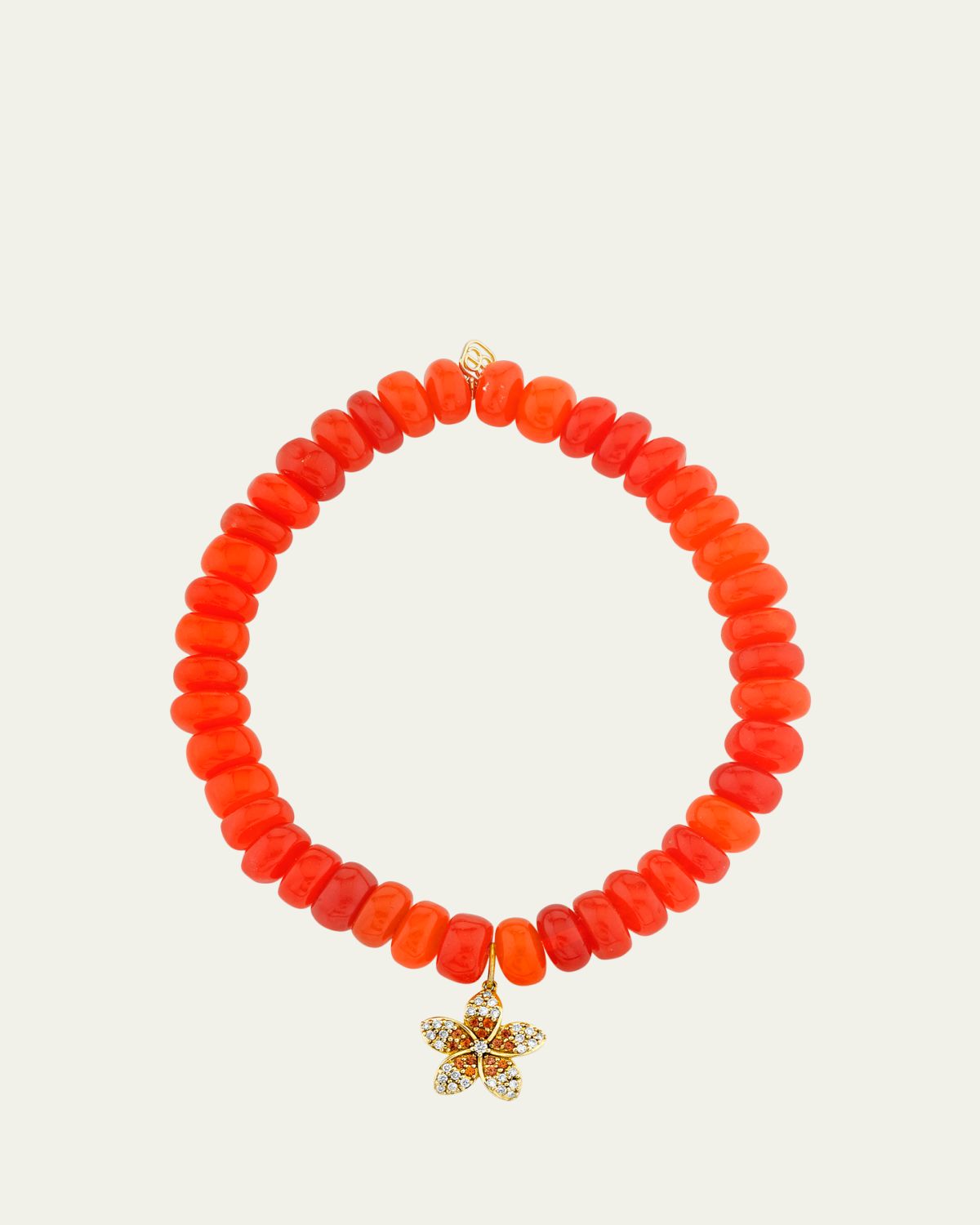 Sydney Evan 14K Diamond and Sapphire Plumeria on Orange Opal Bracelet | Thumbnail 3