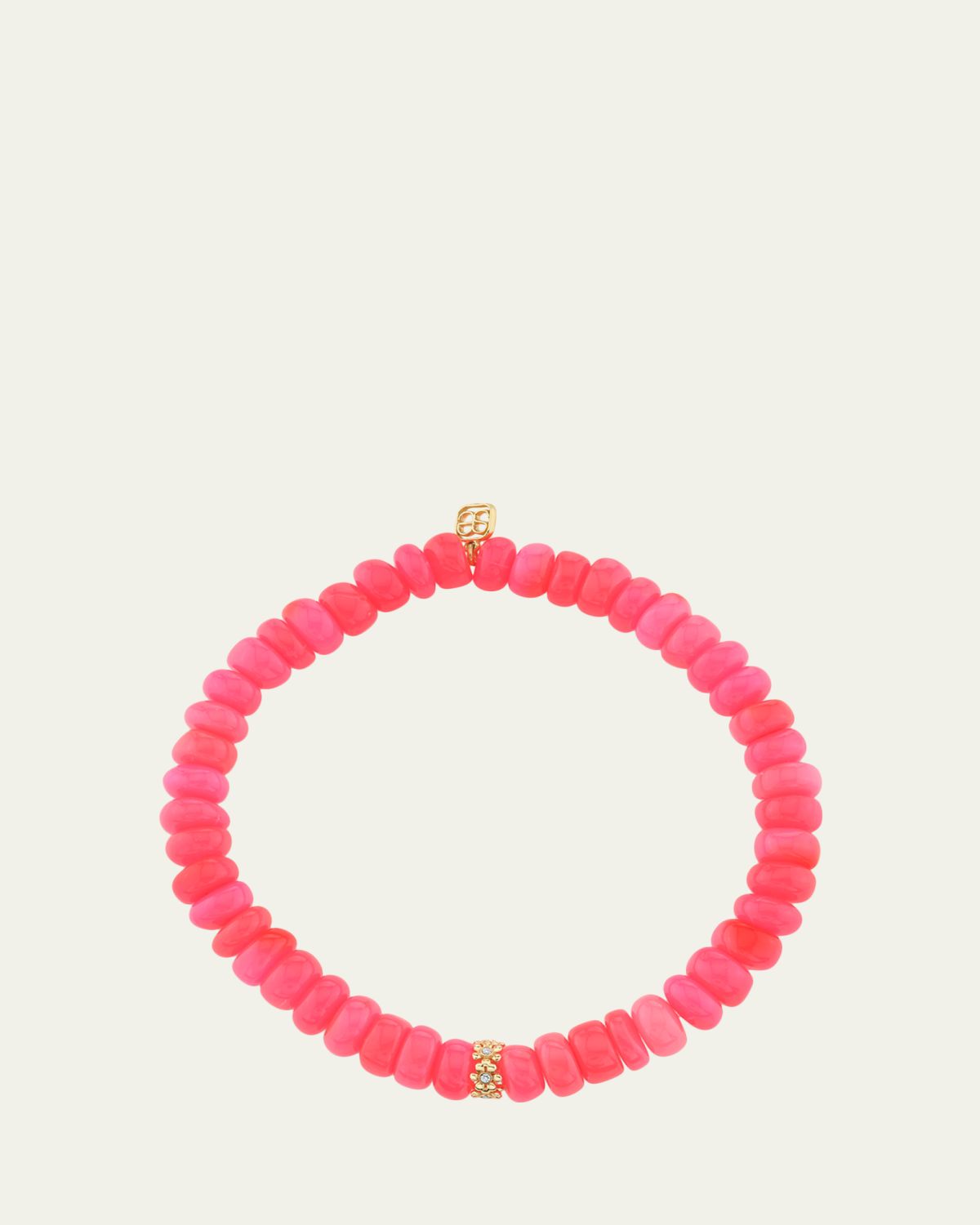 Sydney Evan 14K Diamond Daisy Rondelle on Pink Opal Bracelet | Thumbnail 3