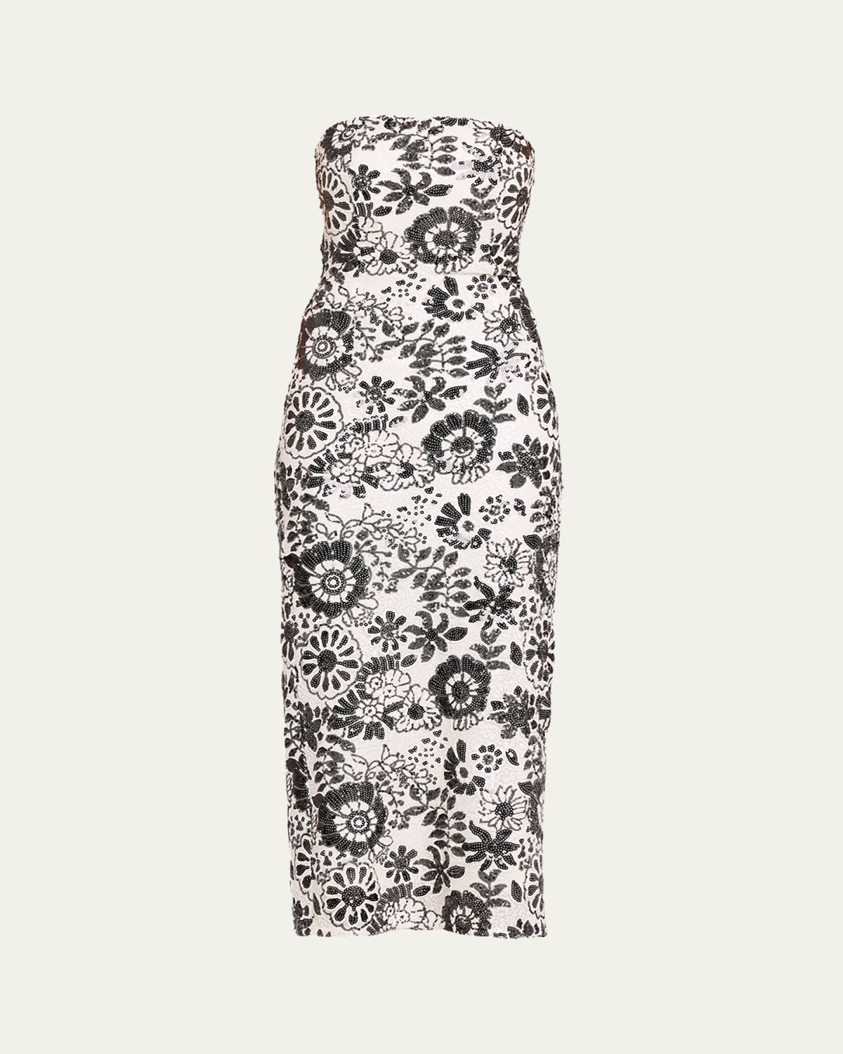 Ramy Brook Bonnie Strapless Floral Sequin Column Midi Dress