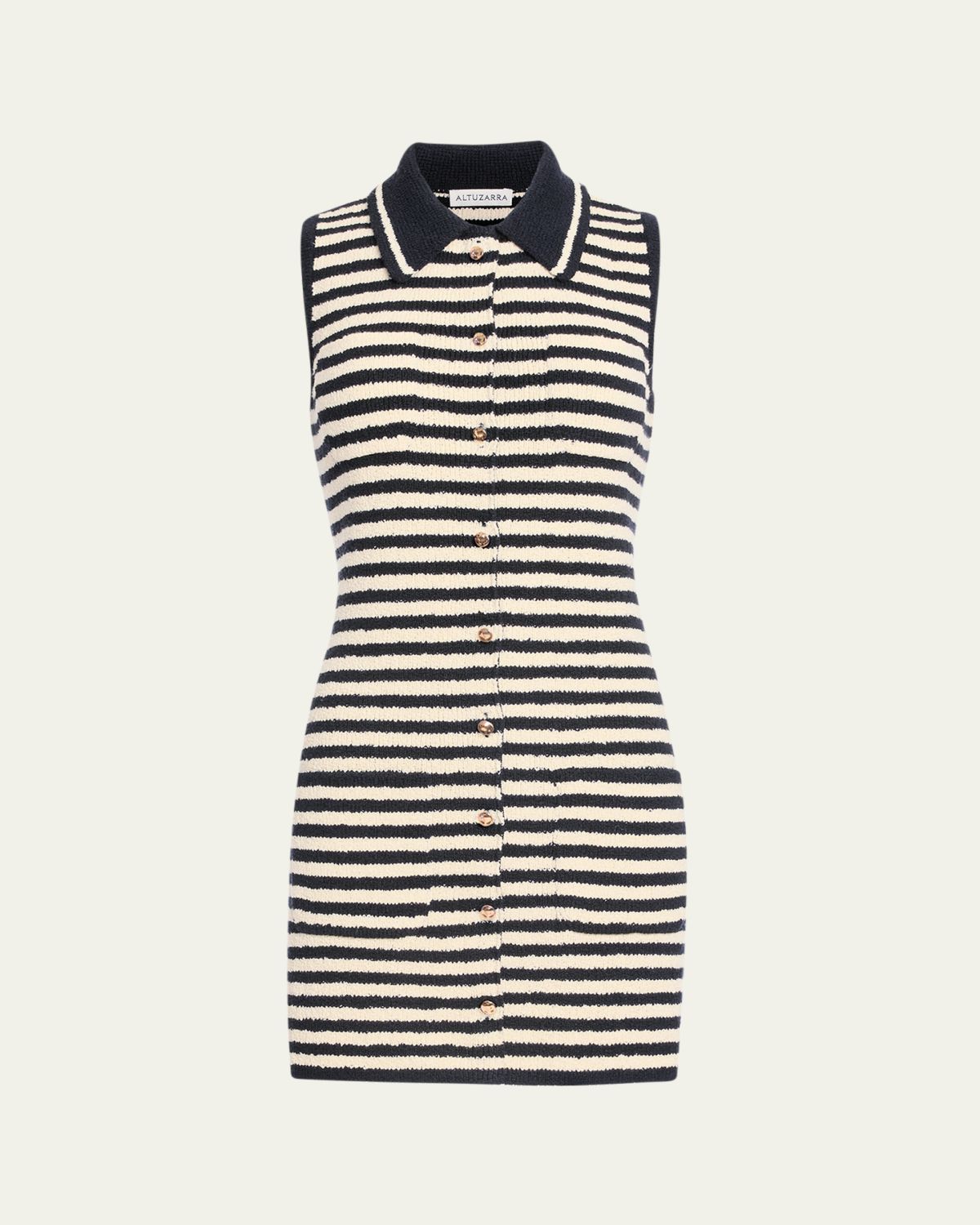 Altuzarra Mamie Striped Knit Button-Front Mini Polo Dress | Thumbnail 6 Altuzarra Mamie Striped Knit Button-Front Mini Polo Dress | Thumbnail 6