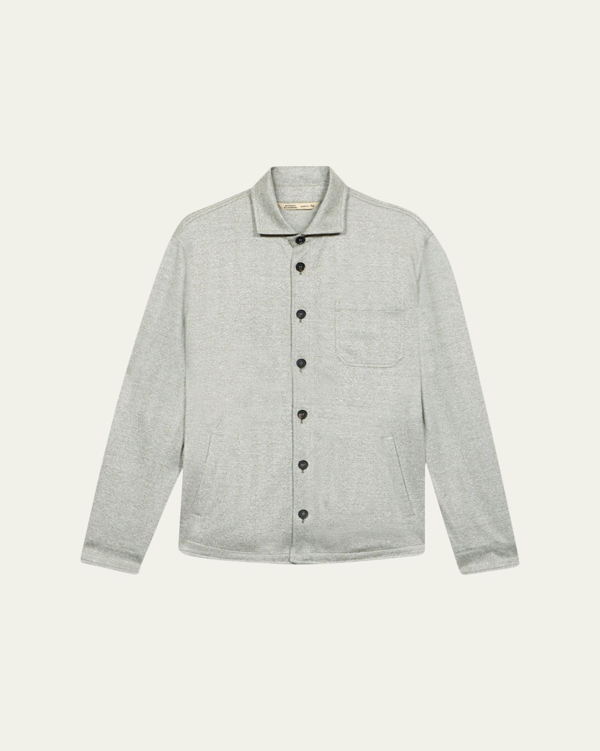 Baldassari Men's Linen, Silk and Cotton Herringbone Overshirt | Thumbnail 11 Baldassari Men's Linen, Silk and Cotton Herringbone Overshirt | Thumbnail 11