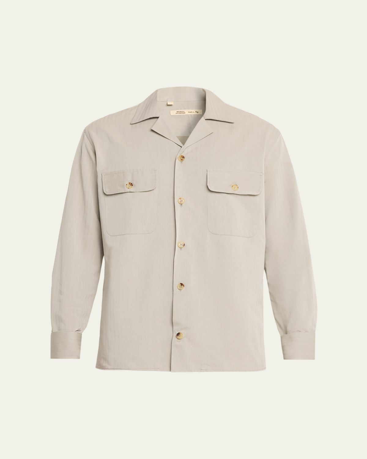 Baldassari Men's Cotton and Lyocell Two-Pocket Bowling Overshirt | Thumbnail 6 Baldassari Men's Cotton and Lyocell Two-Pocket Bowling Overshirt | Thumbnail 6