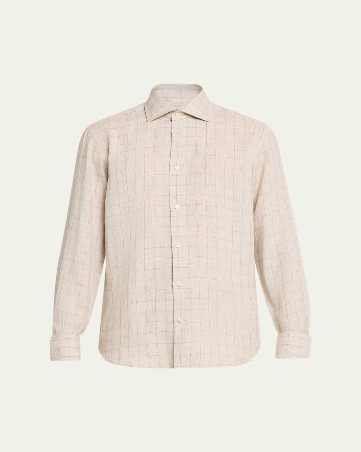 Baldassari Men's Linen Windowpane Check Button-Down Shirt - Women's Clothing