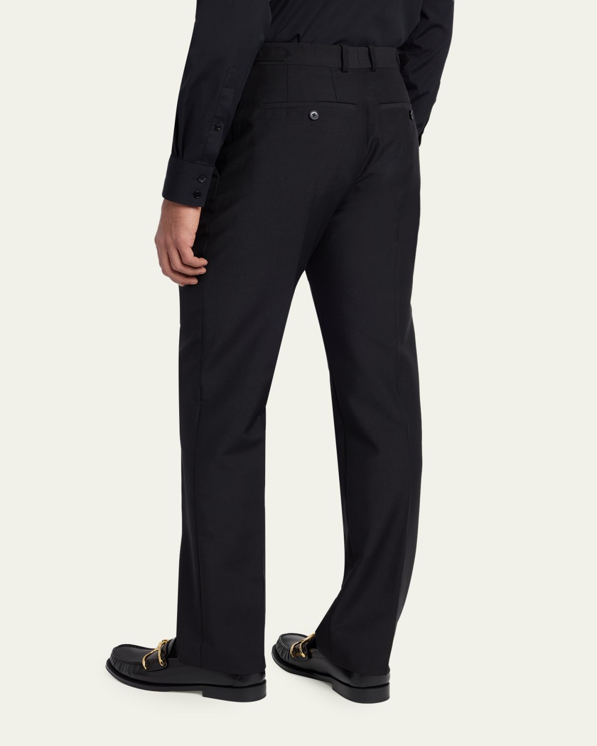 McQueen Men's Waist-Tab Straight Fit Flat-Front Trousers | Thumbnail 3 McQueen Men's Waist-Tab Straight Fit Flat-Front Trousers | Thumbnail 3
