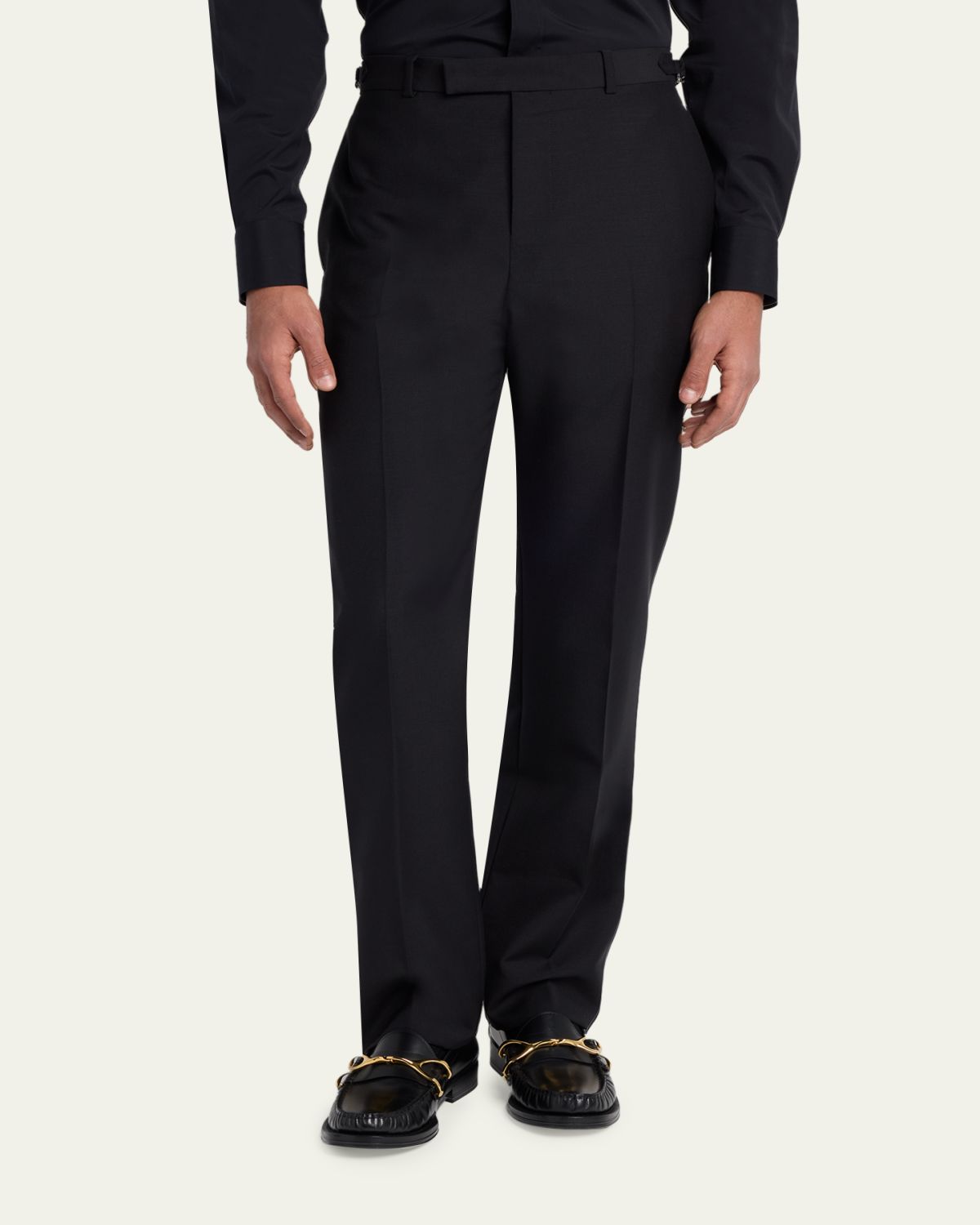 McQueen Men's Waist-Tab Straight Fit Flat-Front Trousers | Thumbnail 4 McQueen Men's Waist-Tab Straight Fit Flat-Front Trousers | Thumbnail 4