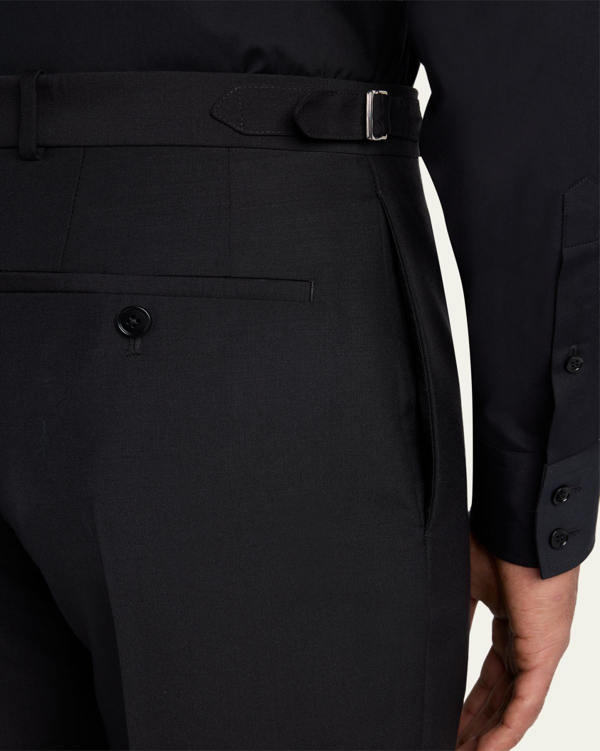 McQueen Men's Waist-Tab Straight Fit Flat-Front Trousers | Thumbnail 5 McQueen Men's Waist-Tab Straight Fit Flat-Front Trousers | Thumbnail 5