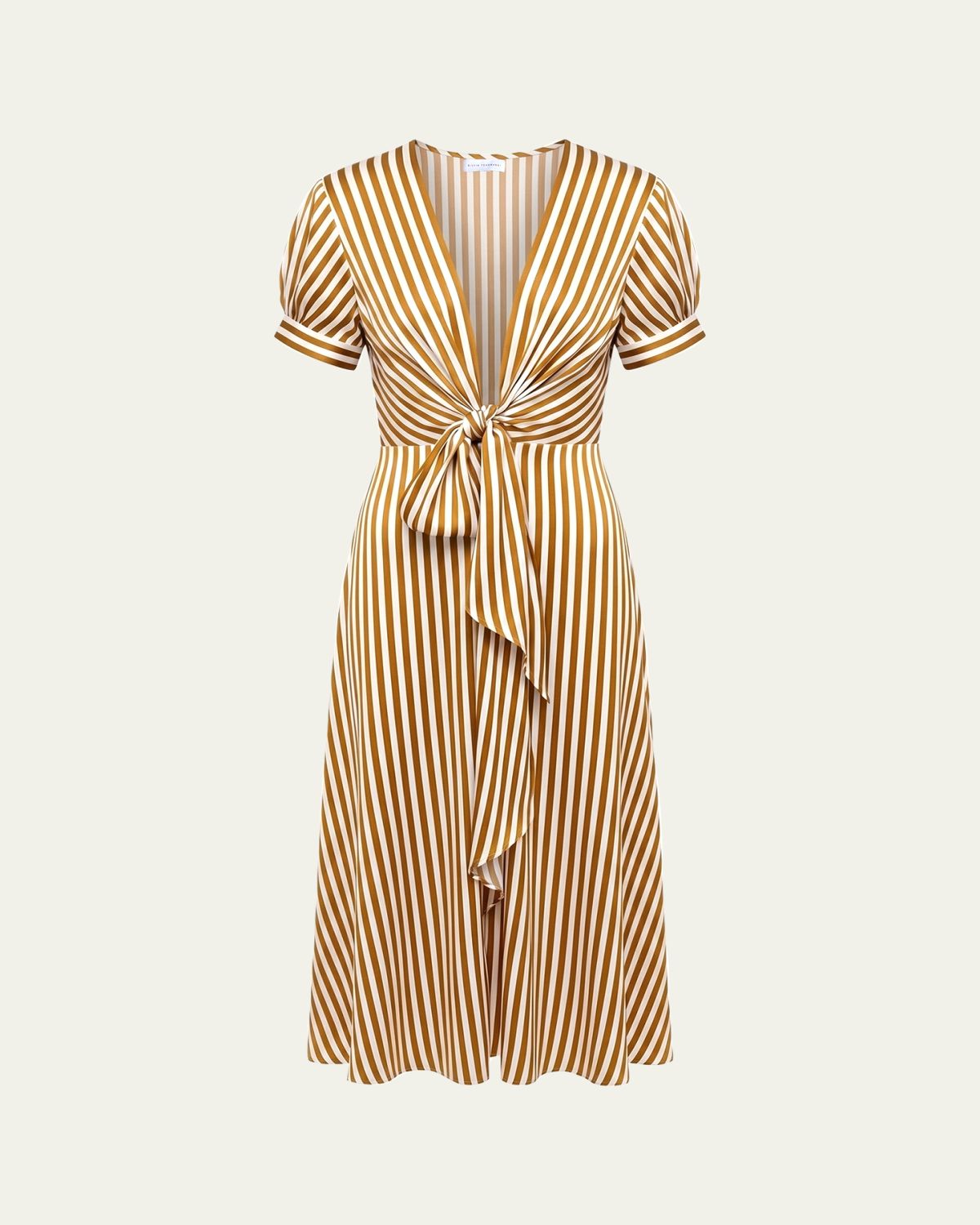 Silvia Tcherassi Zila Plunging Knot Striped Silk Midi Dress | Thumbnail 5 Silvia Tcherassi Zila Plunging Knot Striped Silk Midi Dress | Thumbnail 5
