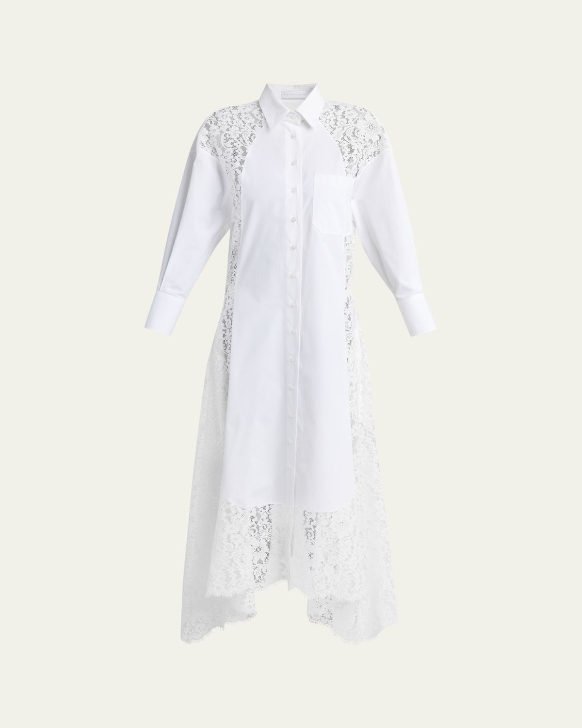 Stella McCartney Lace-Paneled Poplin Midi Shirtdress | Thumbnail 6 Stella McCartney Lace-Paneled Poplin Midi Shirtdress | Thumbnail 6