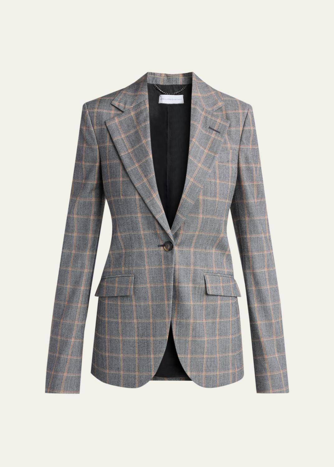 Slim Checked Single-Breasted Blazer Jacket Slim Checked Single-Breasted Blazer Jacket