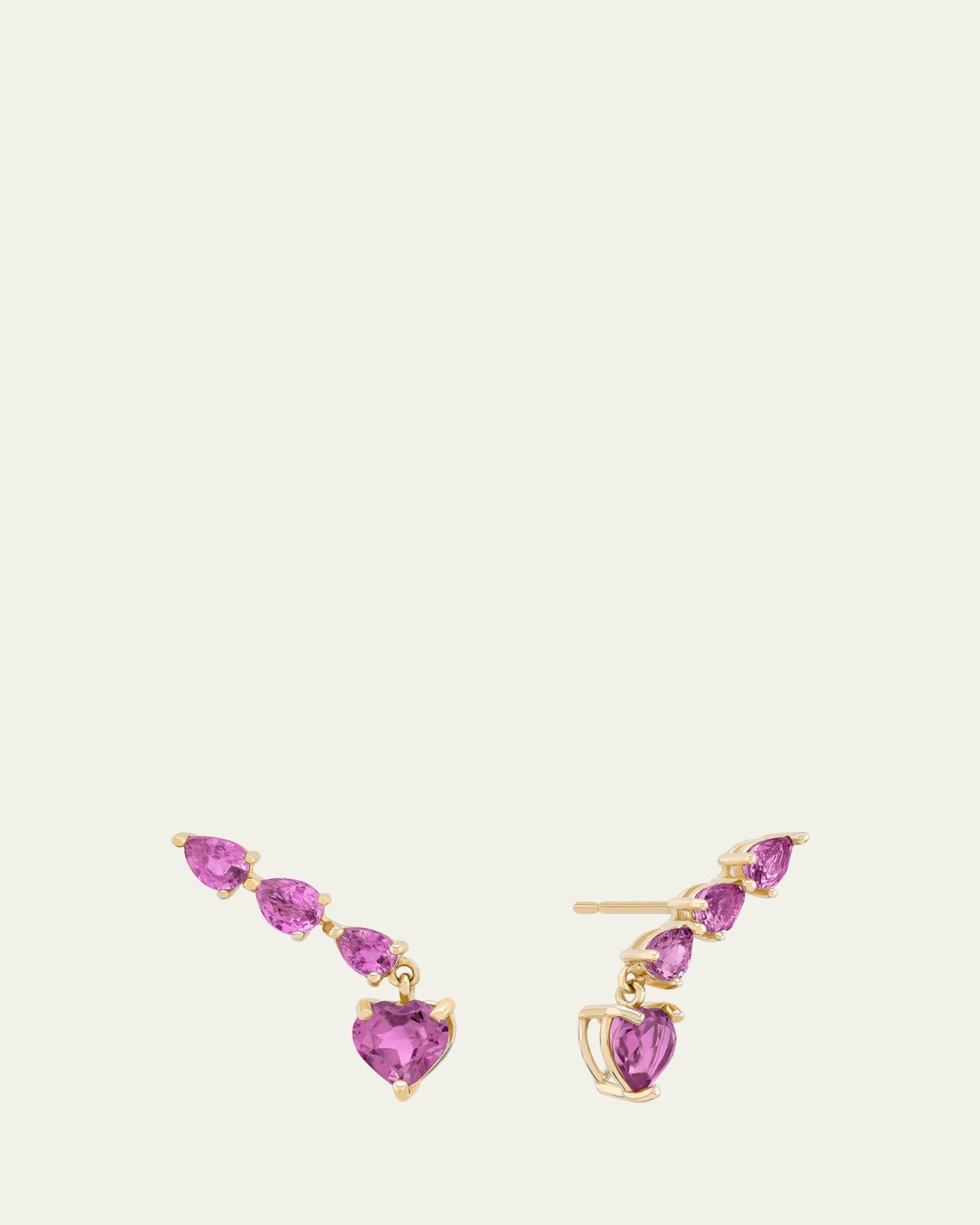 Lana Pink Sapphire Heart and Pear Crawler Earrings - Women's Jewelry And Watches