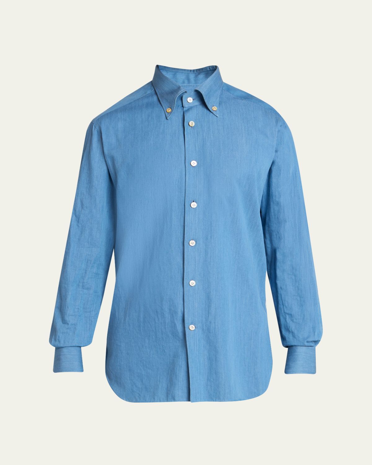Kiton Men's Cotton Chambray Button-Down Shirt | Thumbnail 6 Kiton Men's Cotton Chambray Button-Down Shirt | Thumbnail 6