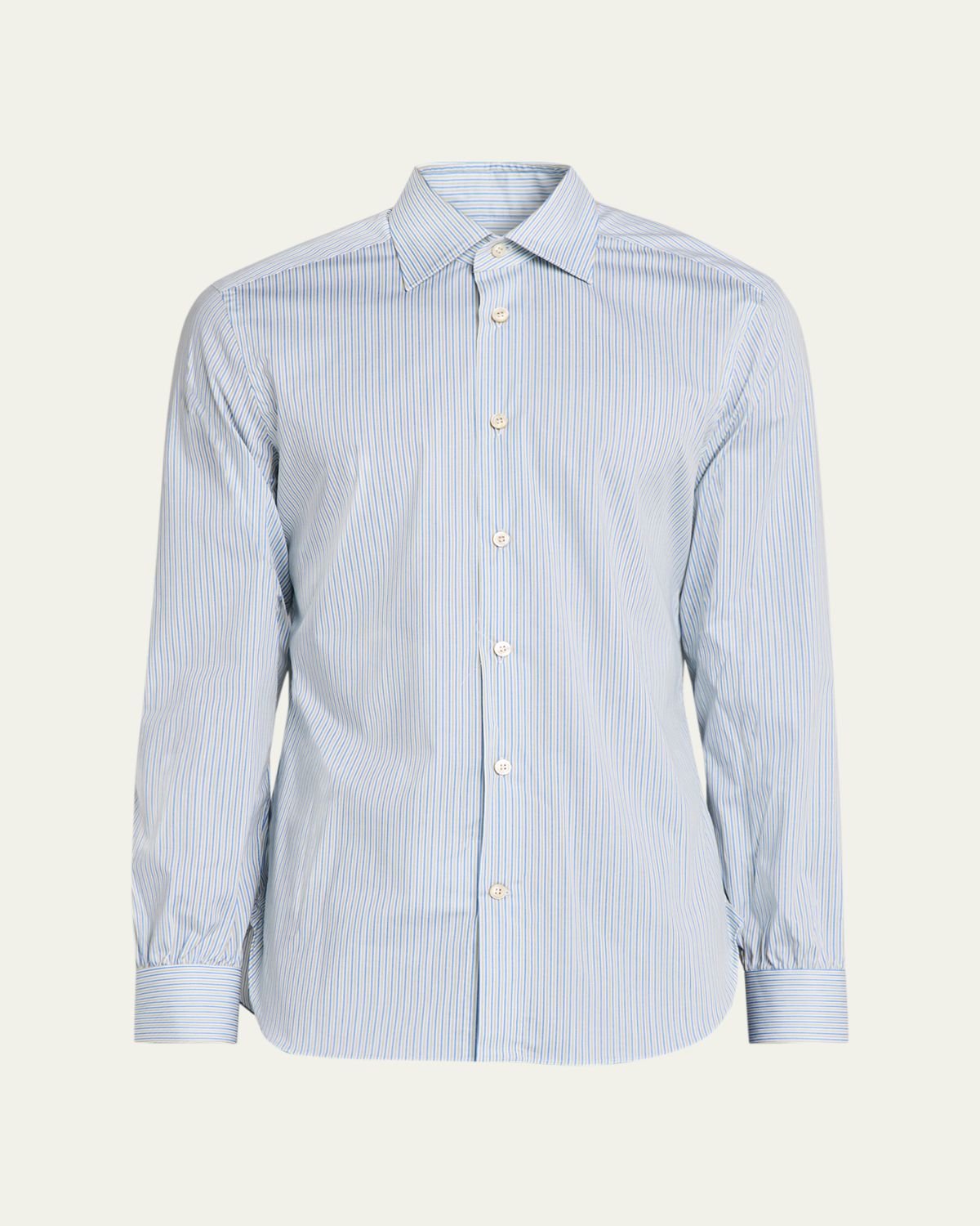 Kiton Men's Cotton Stretch Multi-Stripe Sport Shirt