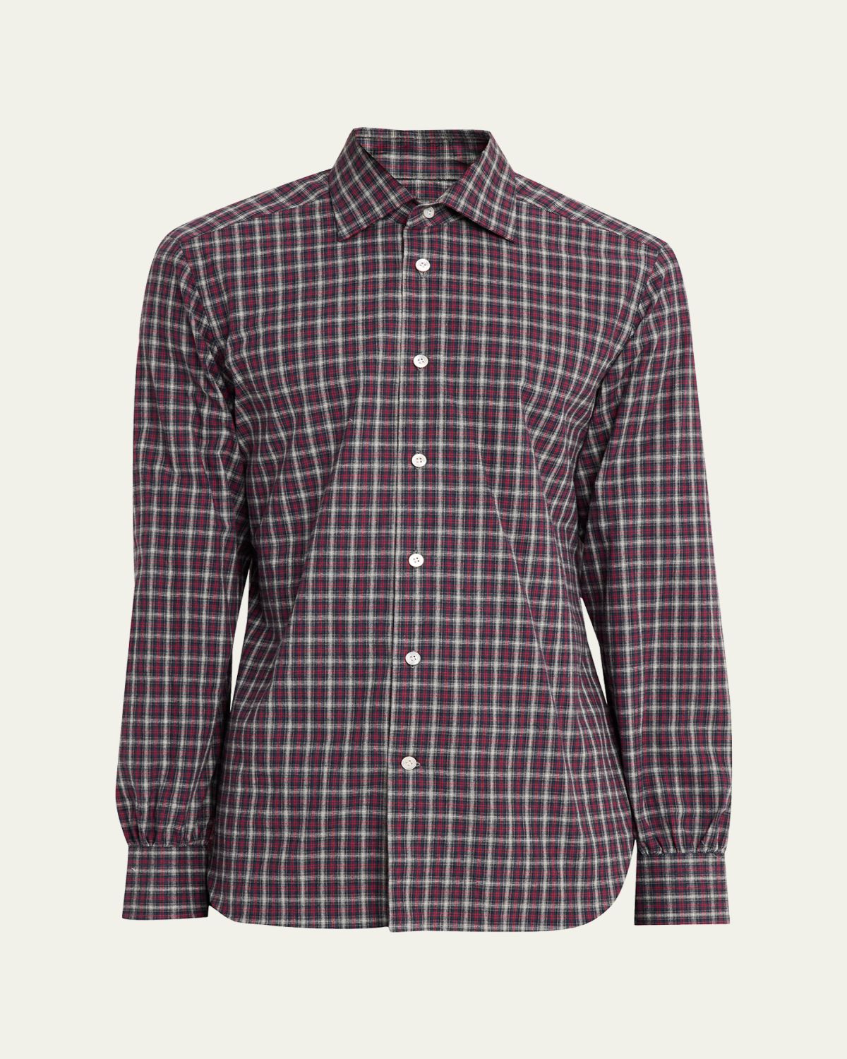 Kiton Men's Cotton Plaid Button-Down Shirt