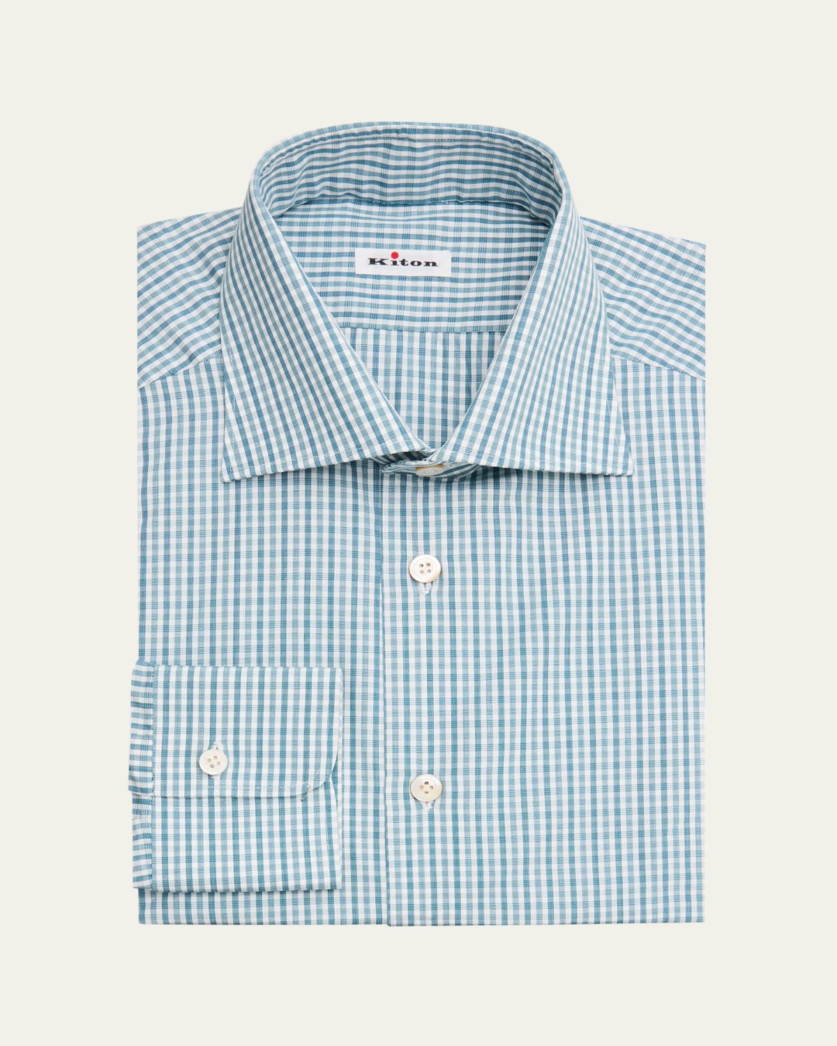 Kiton Men's Cotton Plaid Classic-Fit Dress Shirt