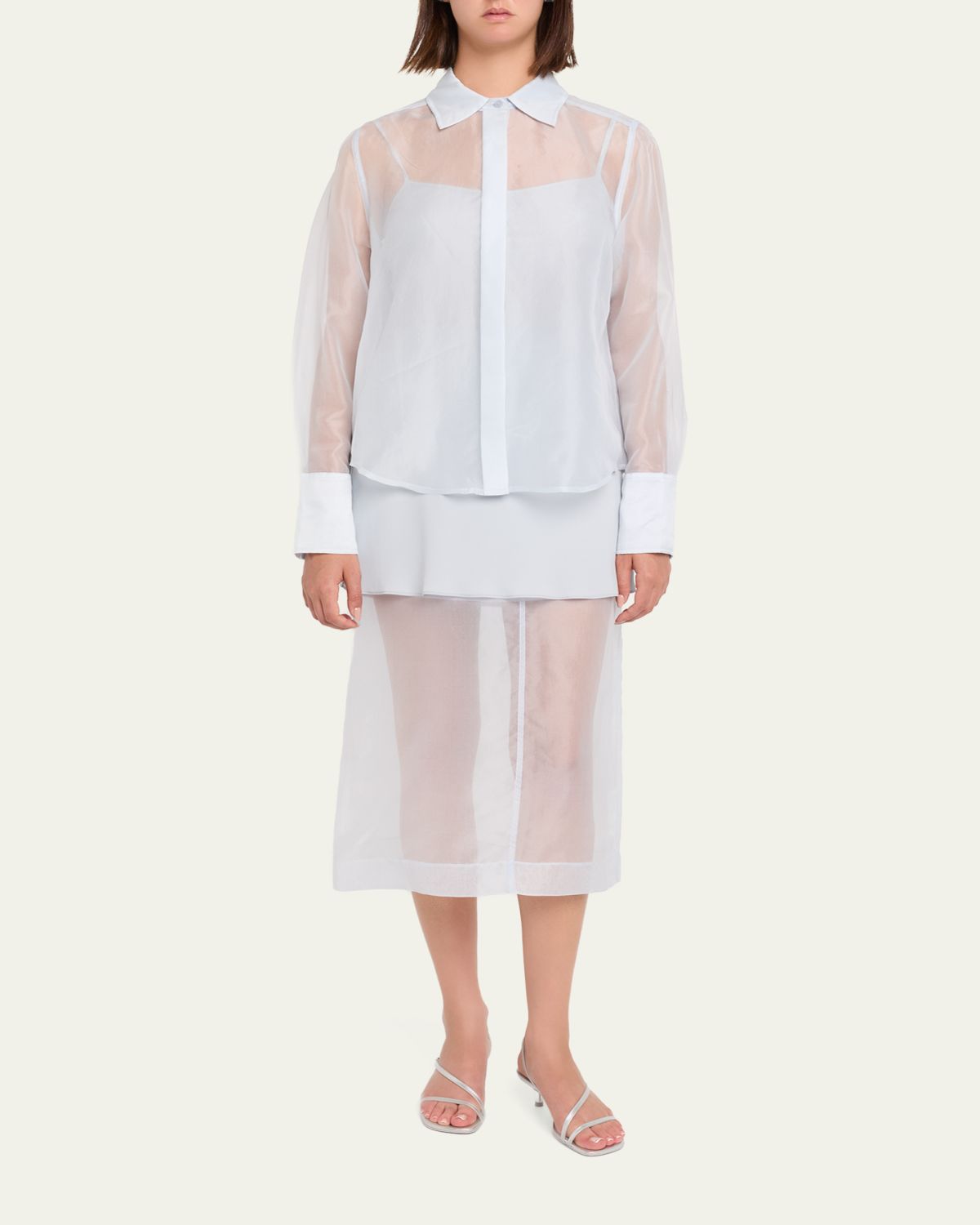 SIMKHAI Loen Long-Sleeve Organza Shirt | Thumbnail 2 SIMKHAI Loen Long-Sleeve Organza Shirt | Thumbnail 2