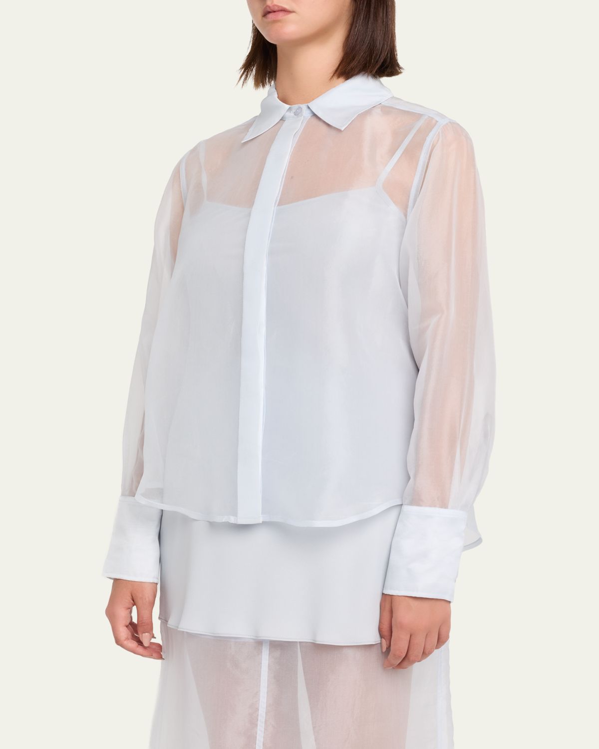 SIMKHAI Loen Long-Sleeve Organza Shirt | Thumbnail 4 SIMKHAI Loen Long-Sleeve Organza Shirt | Thumbnail 4