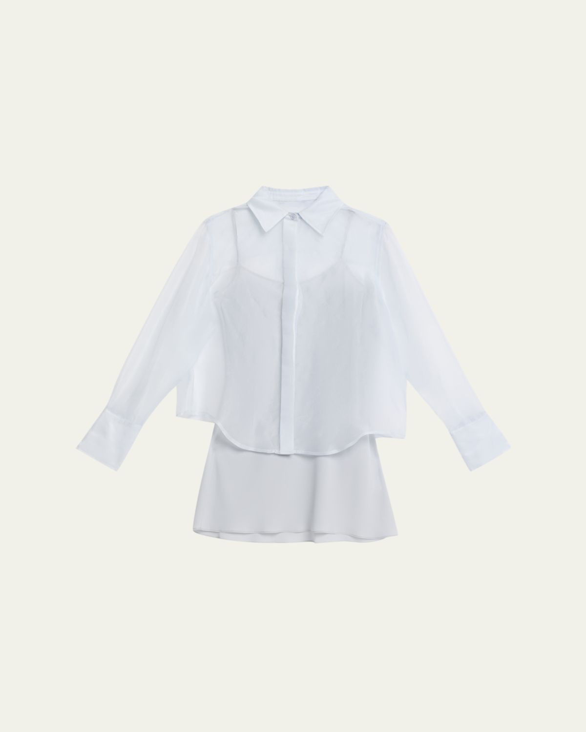 SIMKHAI Loen Long-Sleeve Organza Shirt