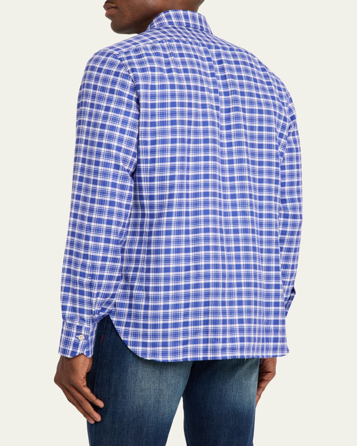 Kiton Men's Cotton and Cashmere Plaid Button-Down Shirt | Thumbnail 3