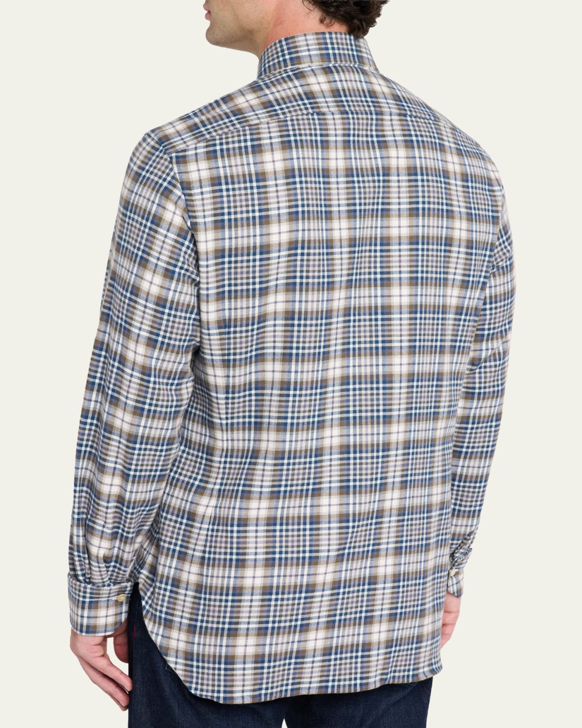 Kiton Men's Cotton Plaid Classic Fit Button-Down Shirt | Thumbnail 3 Kiton Men's Cotton Plaid Classic Fit Button-Down Shirt | Thumbnail 3