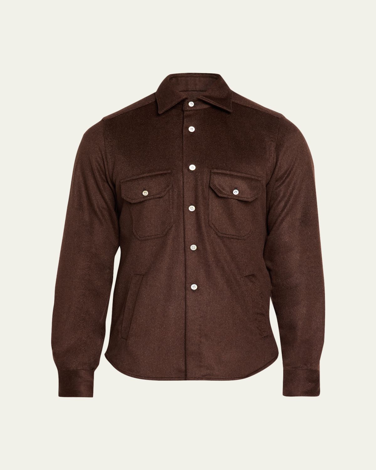 Kiton Men's Cashmere and Wool Flap-Pocket Overshirt