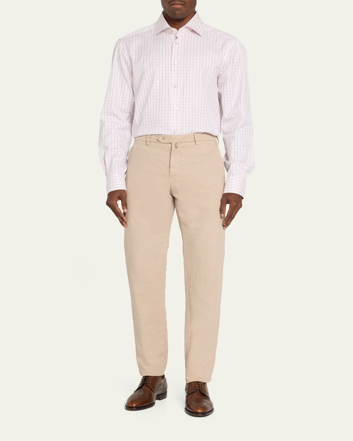 Kiton Men's Mini Check Cotton Sport Shirt | Thumbnail 2