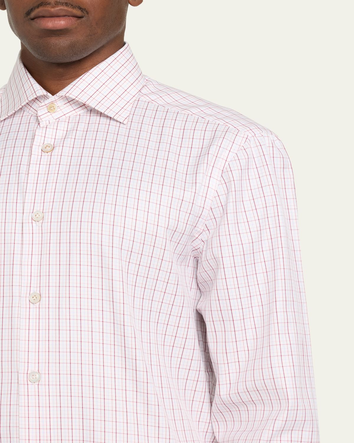 Kiton Men's Mini Check Cotton Sport Shirt | Thumbnail 5