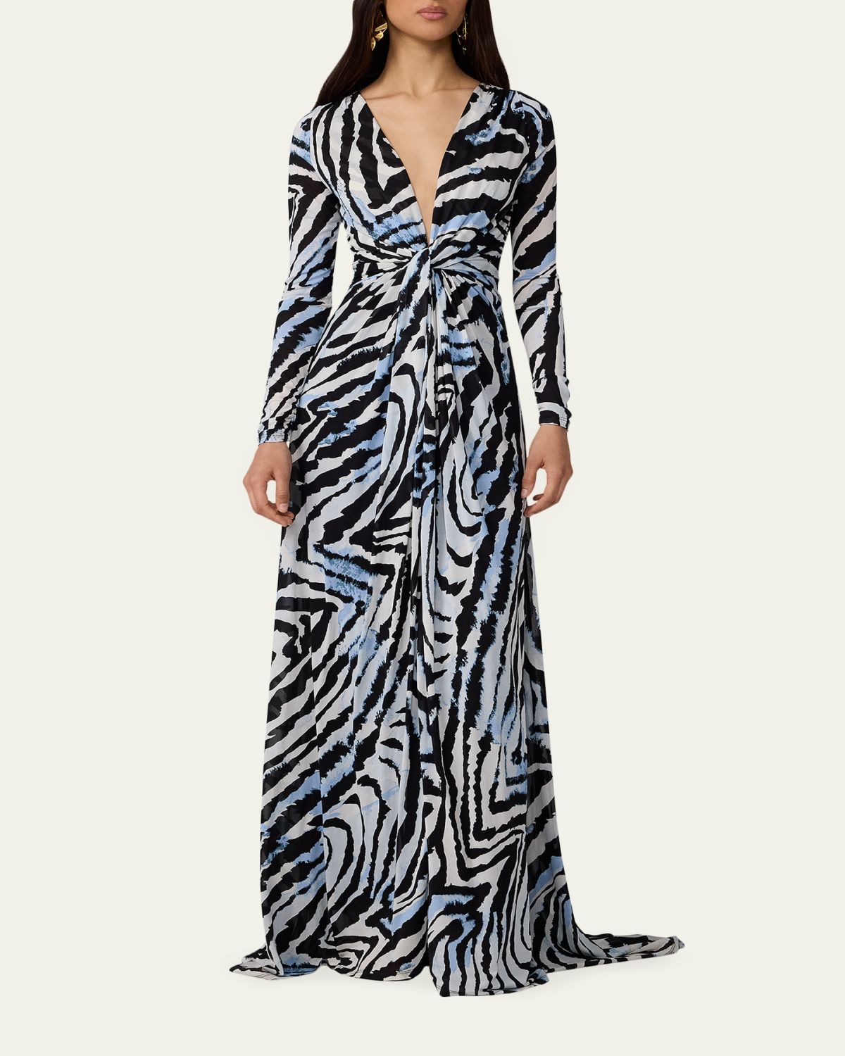 Diane von Furstenberg Sasha Animal-Print Plunging Jersey Maxi Dress | Thumbnail 2 Diane von Furstenberg Sasha Animal-Print Plunging Jersey Maxi Dress | Thumbnail 2