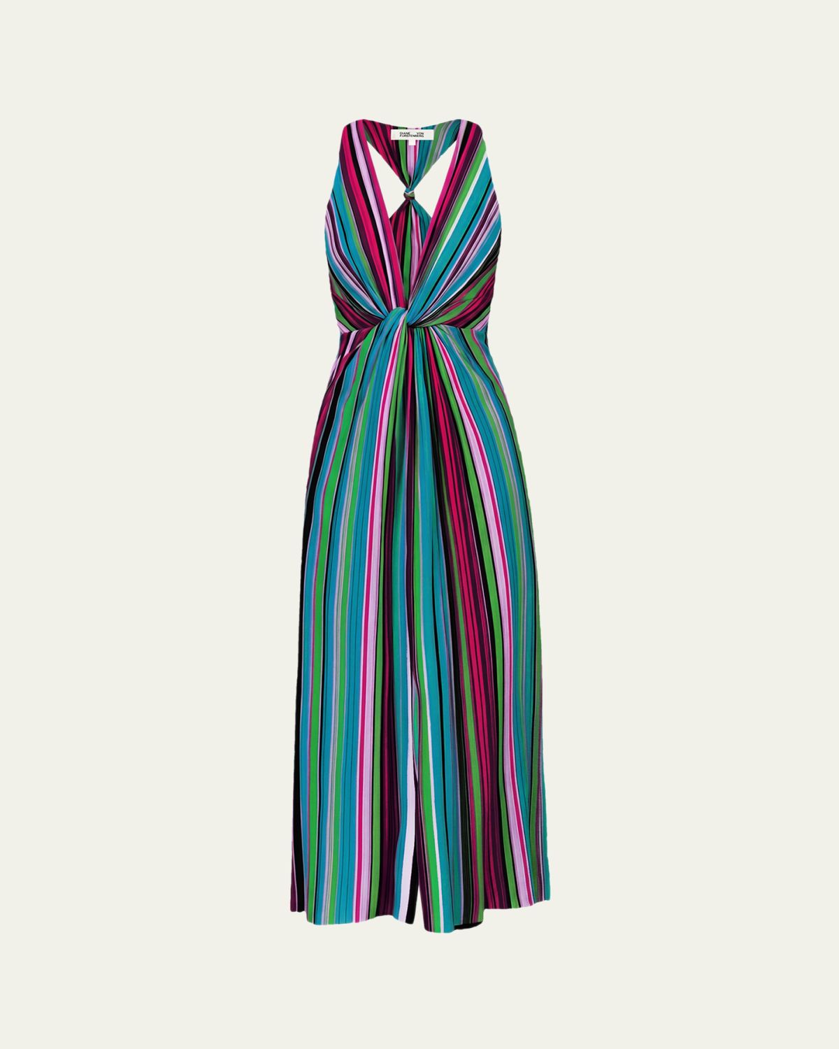 Diane von Furstenberg Zella Striped Twist-Front Plunging Midi Dress | Thumbnail 8
