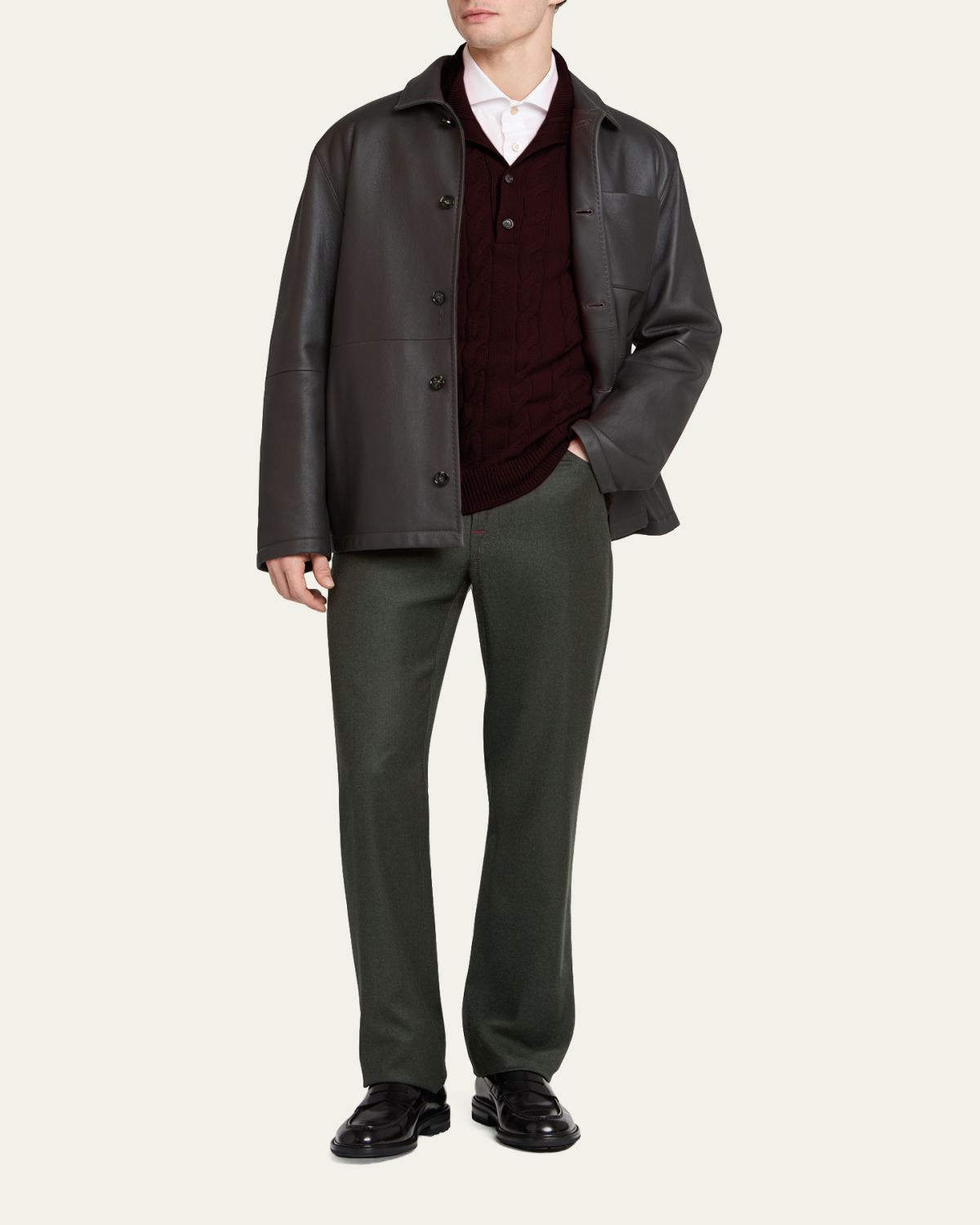 Kiton Men's 3-Ply Cashere Cable Knit Mock Neck Sweater | Thumbnail 7